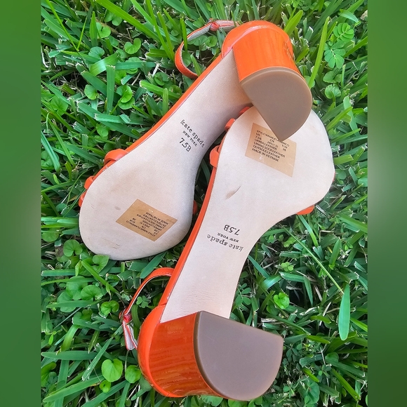 Kate Spade 7.5 Flamenco Bow Ankle Strap Block Sandal Heel In Dried Apricot - Picture 5 of 9